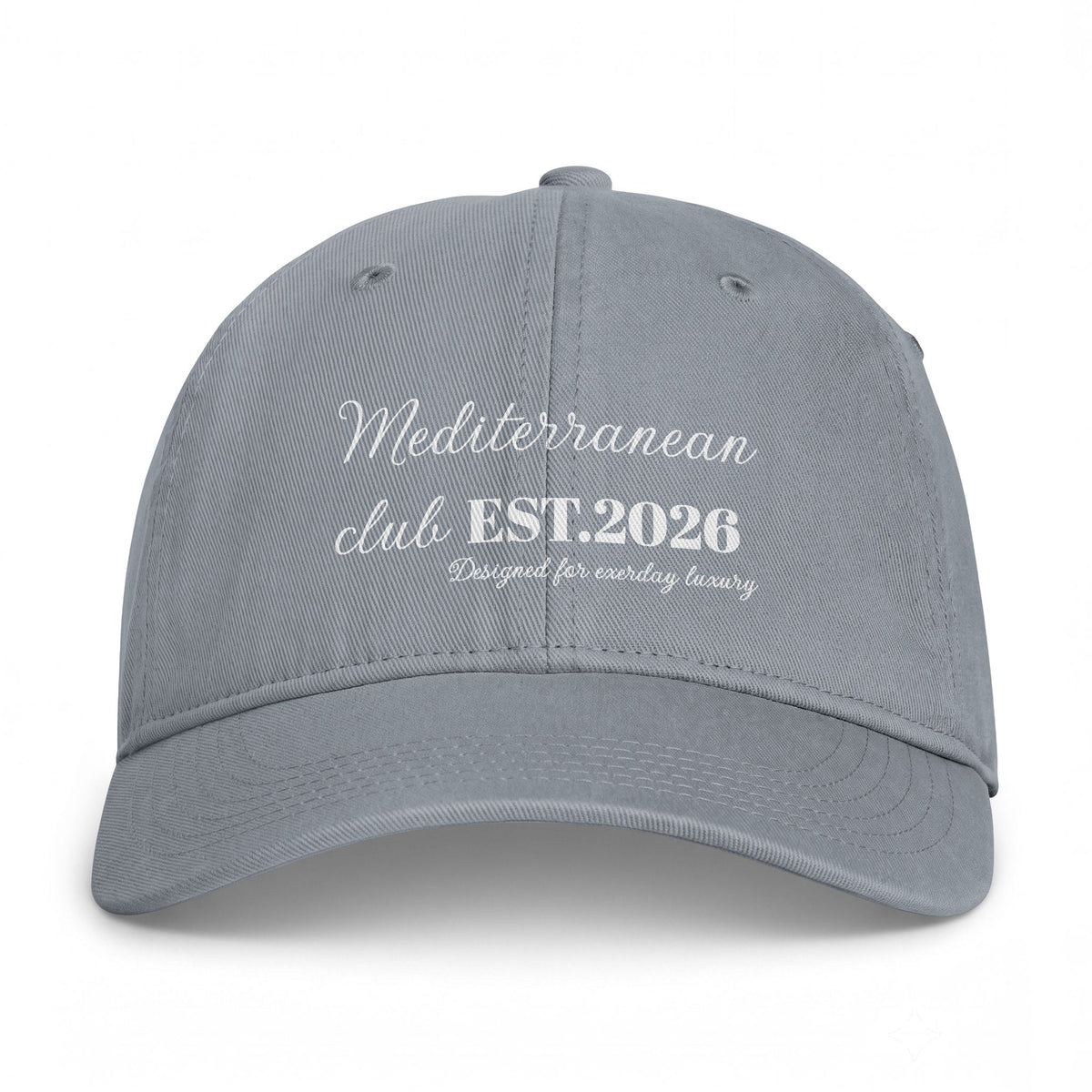 Mediterranean Club Washed Cap — "Mediterranean club EST. 1992" Embroidered Beach Hat