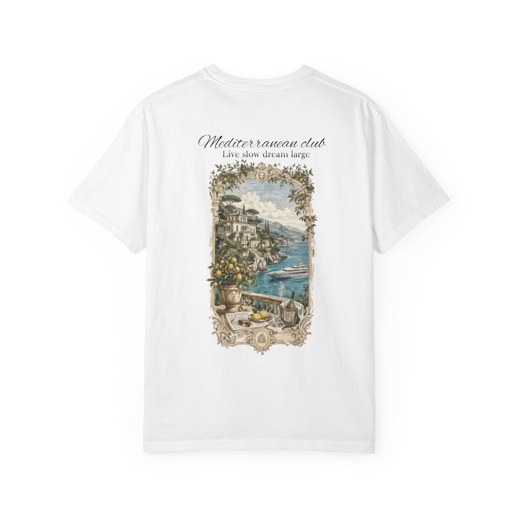 Mediterranean Coast Graphic T-Shirt — Scenic Amalfi-Inspired Beach Tee