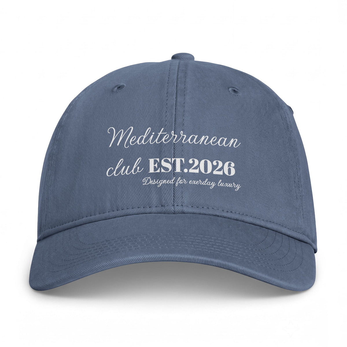 Mediterranean Club Washed Cap — "Mediterranean club EST. 1992" Embroidered Beach Hat