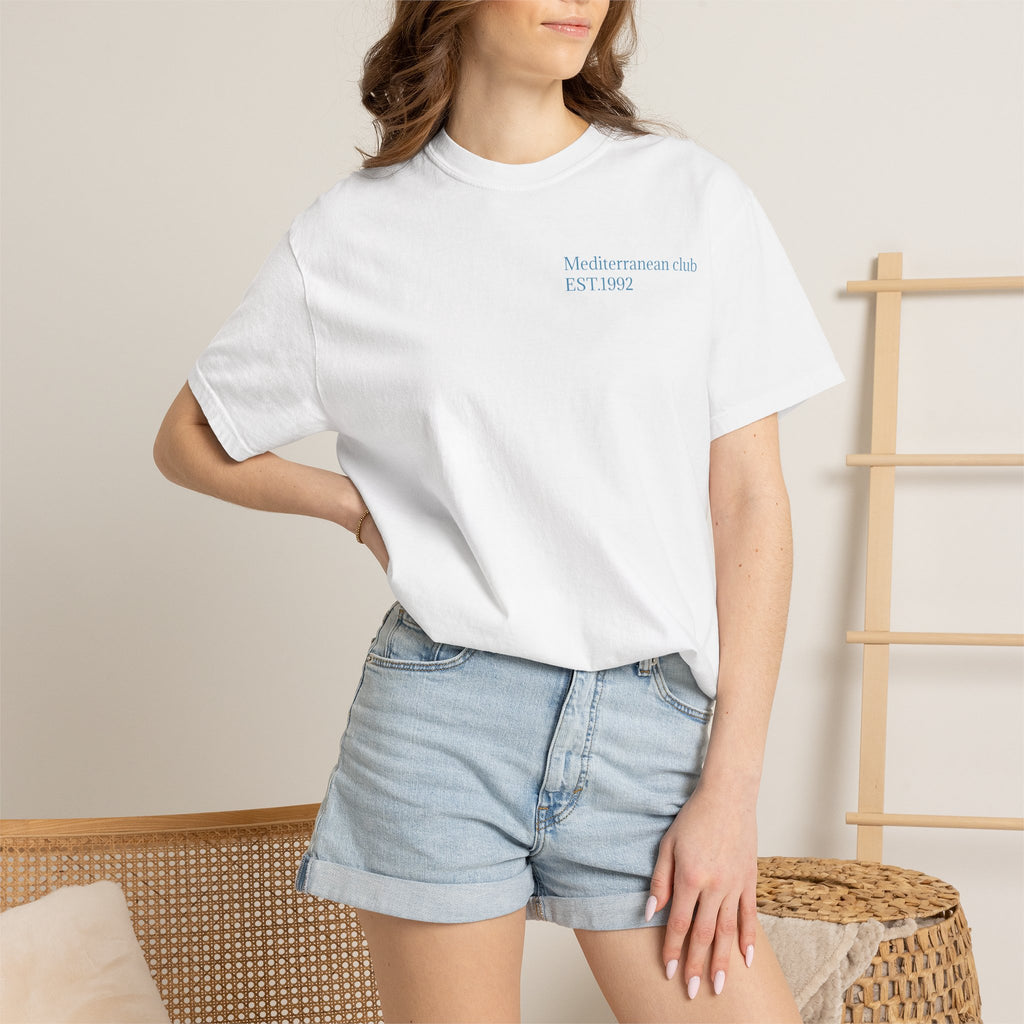 European Summer Destinations T-Shirt — Amalfi Mykonos Ibiza Monaco St. Tropez